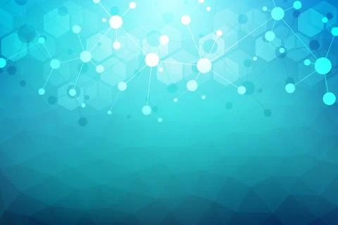 Abstract geometric texture with molecular structures and neural network. Mole Stock Illustration