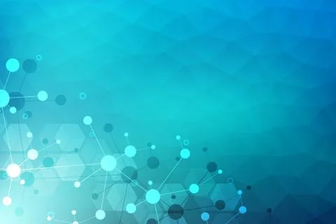 Abstract geometric texture with molecular structures and neural network. Mole Stock Illustration