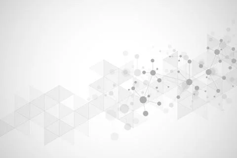 Abstract geometric texture with molecular structures and neural network. Mole Stock Illustration