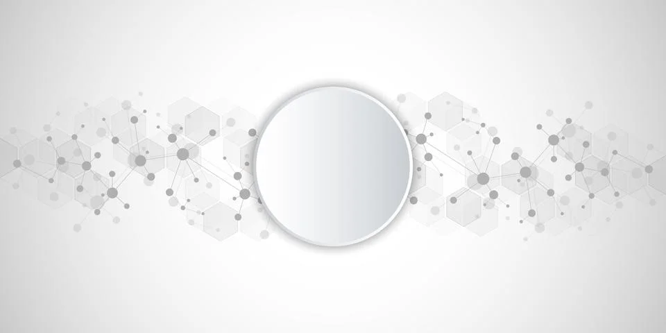 Abstract geometric texture with molecular structures and neural network. Mole Stock Illustration