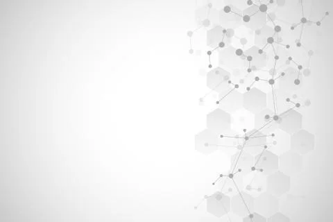 Abstract geometric texture with molecular structures and neural network. Mole Stock Illustration