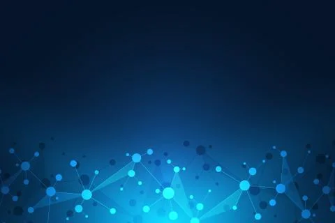 Abstract geometric texture with molecular structures and neural network Stock Illustration