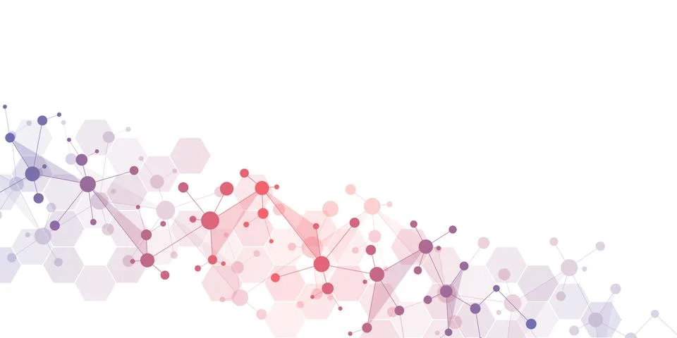 Abstract geometric texture with molecular structures and neural network Stock Illustration