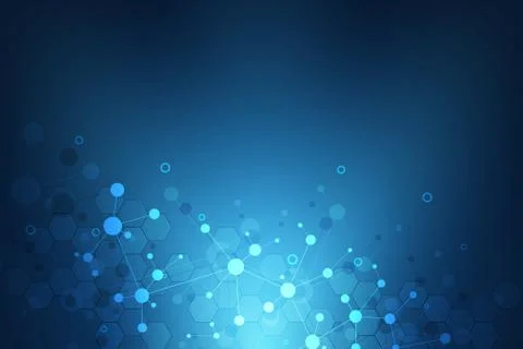 Abstract geometric texture with molecular structures and neural network Stock Illustration