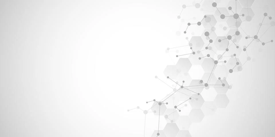 Abstract geometric texture with molecular structures and neural network Stock Illustration