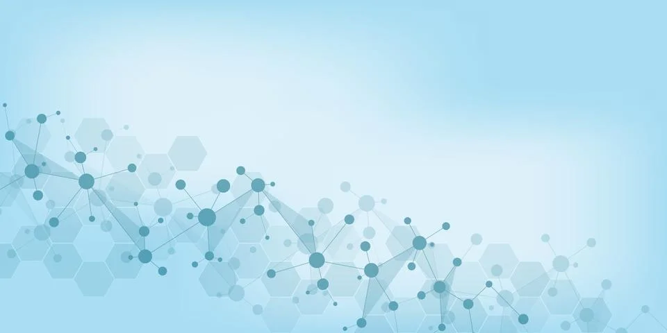 Abstract geometric texture with molecular structures and neural network Stock Illustration