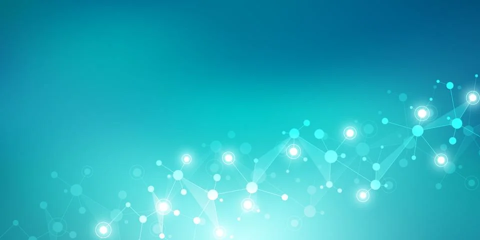 Abstract geometric texture with molecular structures and neural network Stock Illustration