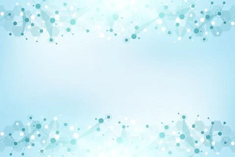 Abstract geometric texture with molecular structures and neural network Stock Illustration