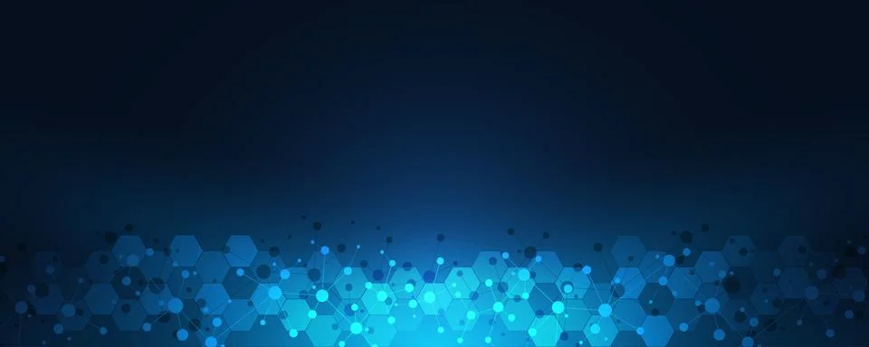 Abstract geometric texture with molecular structures and neural network Stock Illustration