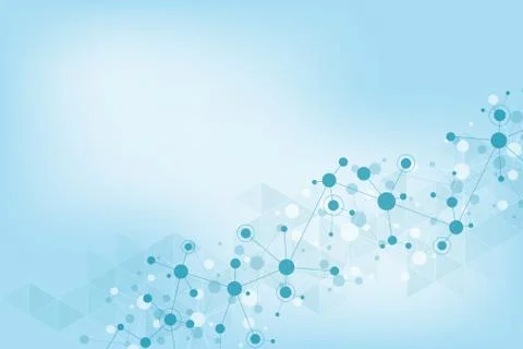 Abstract geometric texture with molecular structures and neural network Stock Illustration