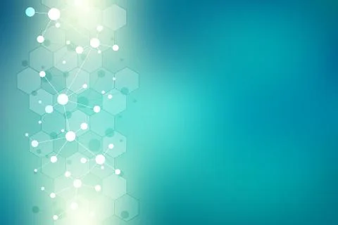 Abstract geometric texture with molecular structures and neural network Stock Illustration