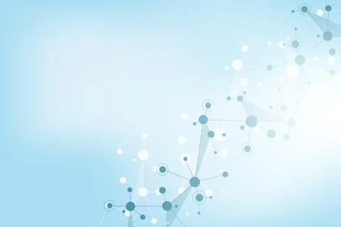 Abstract geometric texture with molecular structures and neural network Stock Illustration