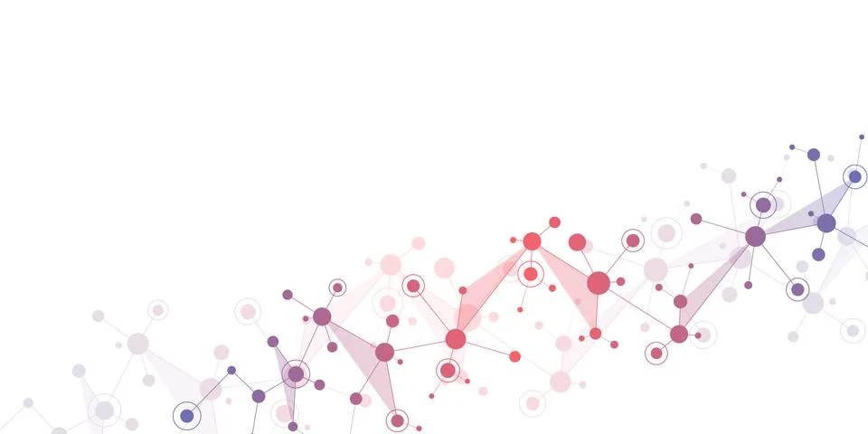 Abstract geometric texture with molecular structures and neural network Stock Illustration