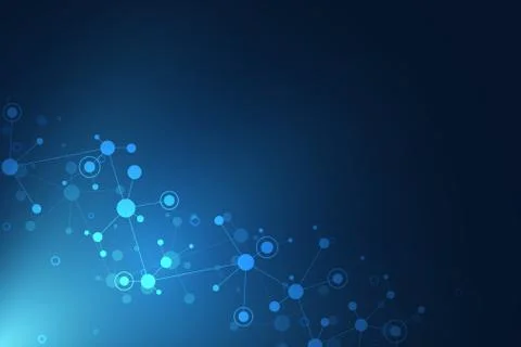 Abstract geometric texture with molecular structures and neural network Stock Illustration