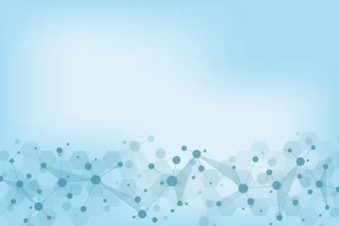 Abstract geometric texture with molecular structures and neural network Stock Illustration