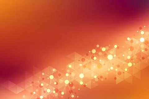 Abstract geometric texture with molecular structures and neural network Stock Illustration