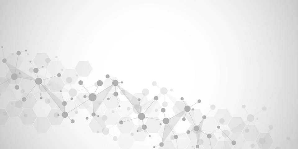 Abstract geometric texture with molecular structures and neural network Stock Illustration