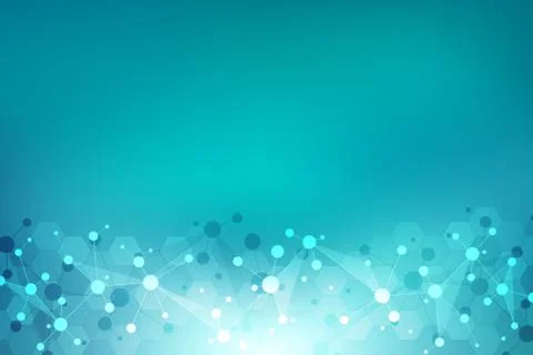 Abstract geometric texture with molecular structures and neural network Stock Illustration