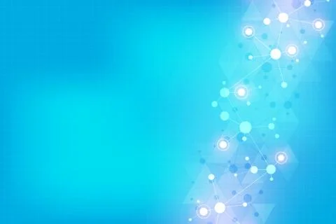 Abstract geometric texture with molecular structures and neural network Stock Illustration