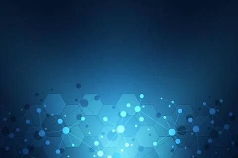 Abstract geometric texture with molecular structures and neural network Stock Illustration