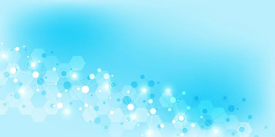 Abstract geometric texture with molecular structures and neural network Stock Illustration