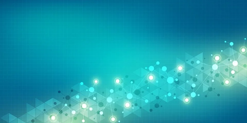 Abstract geometric texture with molecular structures and neural network Stock Illustration