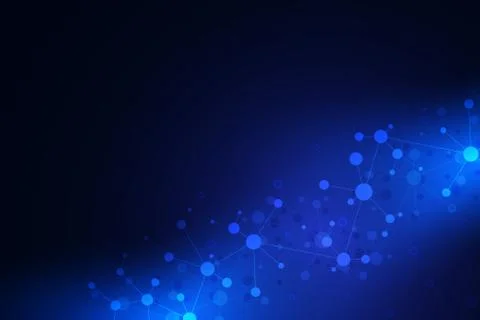 Abstract geometric texture with molecular structures and neural network Stock Illustration