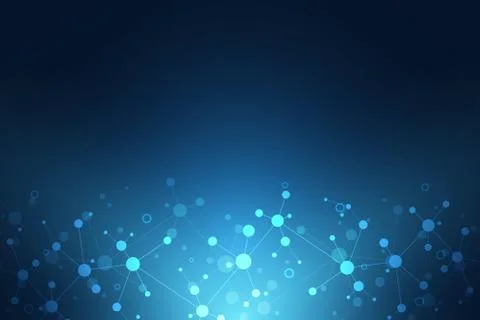 Abstract geometric texture with molecular structures and neural network Stock Illustration