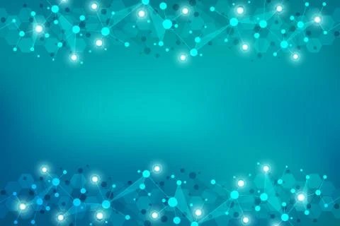 Abstract geometric texture with molecular structures and neural network Stock Illustration