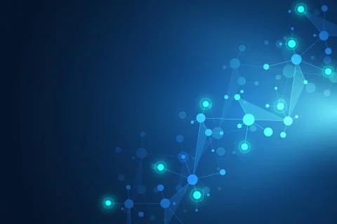 Abstract geometric texture with molecular structures and neural network Stock Illustration