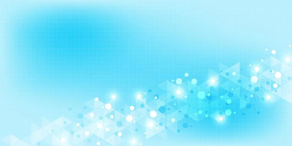 Abstract geometric texture with molecular structures and neural network Stock Illustration