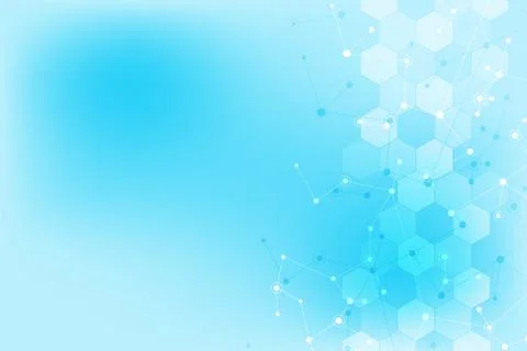 Abstract geometric texture with molecular structures and neural network Stock Illustration