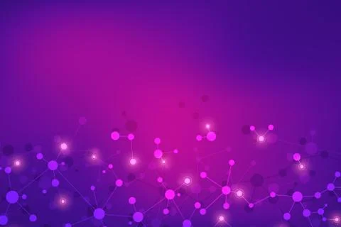 Abstract geometric texture with molecular structures and neural network Stock Illustration