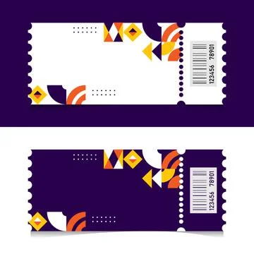 Abstract geometric ticket template design background Stock Illustration