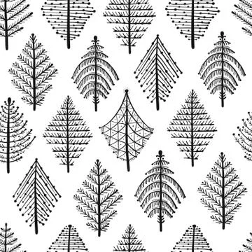 Abstract geometric trees. Seamless Pattern for your design Stock Illustration