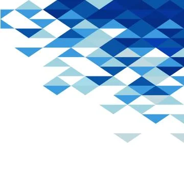 Abstract geometric triangle blue mosaic pattern element on white. Stock Illustration