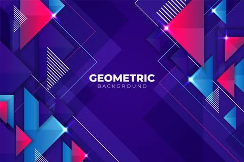 Abstract Geometric Triangle Glow Blue and Pink Background with Diagonal Lines Stock Illustration