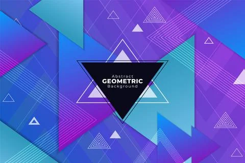 Abstract Geometric Triangle Gradient Blue and Purple with Outlines Combinatio Stock Illustration