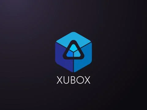 Abstract geometric triangle in hexagonal cube box logo icon for corporate bus Stock Illustration