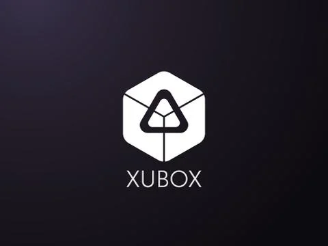 Abstract geometric triangle in hexagonal cube box logo icon for corporate bus Stock Illustration