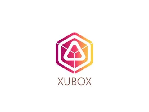 Abstract geometric triangle in hexagonal cube box logo icon for corporate bus イラスト素材