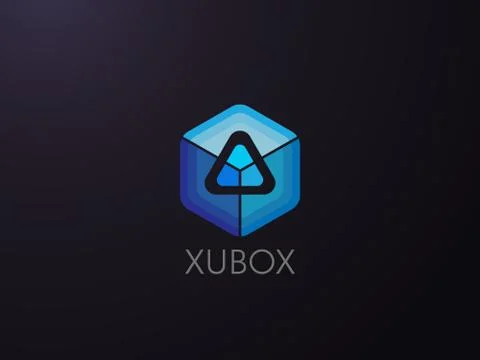 Abstract geometric triangle in hexagonal cube box logo icon for corporate bus Stock Illustration