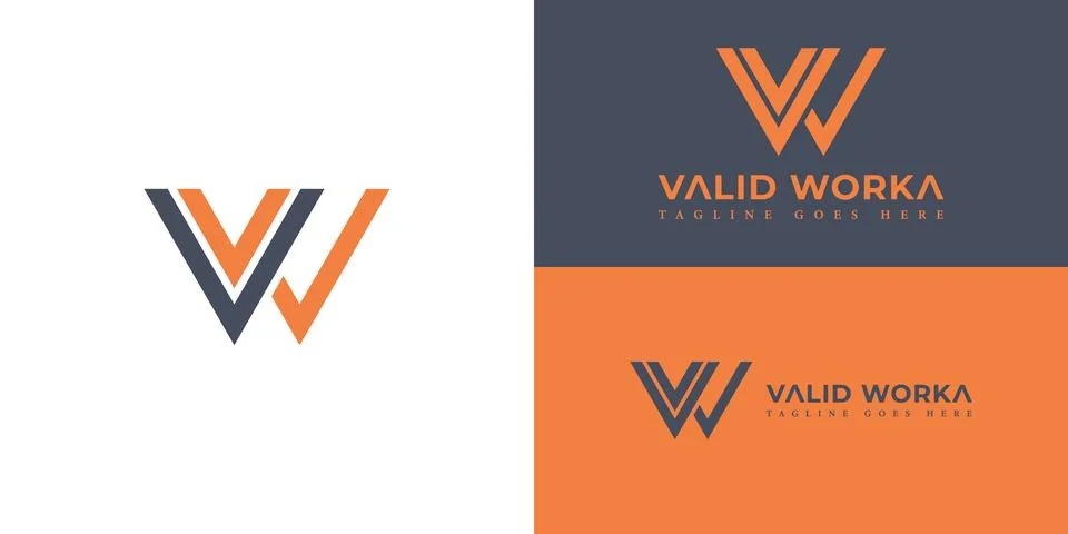 Abstract Geometric Triangle Letter W or VW Logo in Orange and Gray color Stock Illustration