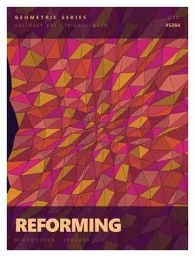 Abstract geometric triangle mesh reforming colorful pattern background. Stock Illustration