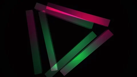 Abstract Geometric Triangle Motion Graphics with Neon Green and Pink Glow. Stock Footage 334463382