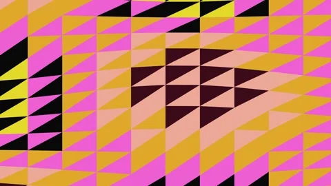 Abstract Geometric Triangle Pattern in Pink, Yellow, and Black Video stock 332036336