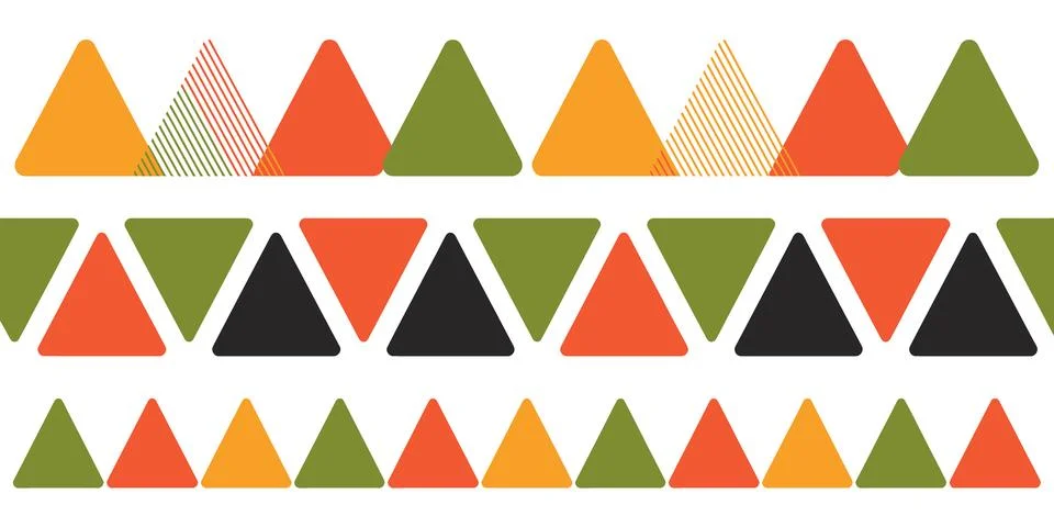 Abstract geometric triangle pattern in red, orange, yellow, green, black an.. 스톡 일러스트