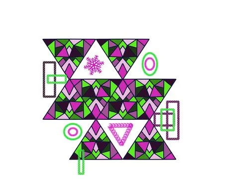 Abstract Geometric Triangle Pattern with Snowflake Accents Stock Illustration