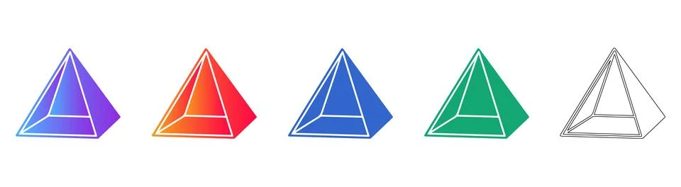 Abstract Geometric Triangle Prism Icon Set Stock Illustration