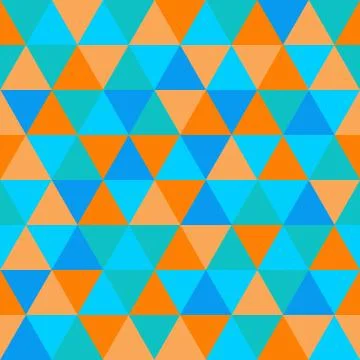 Abstract geometric triangle seamless pattern, orange and blue colors Stock Illustration